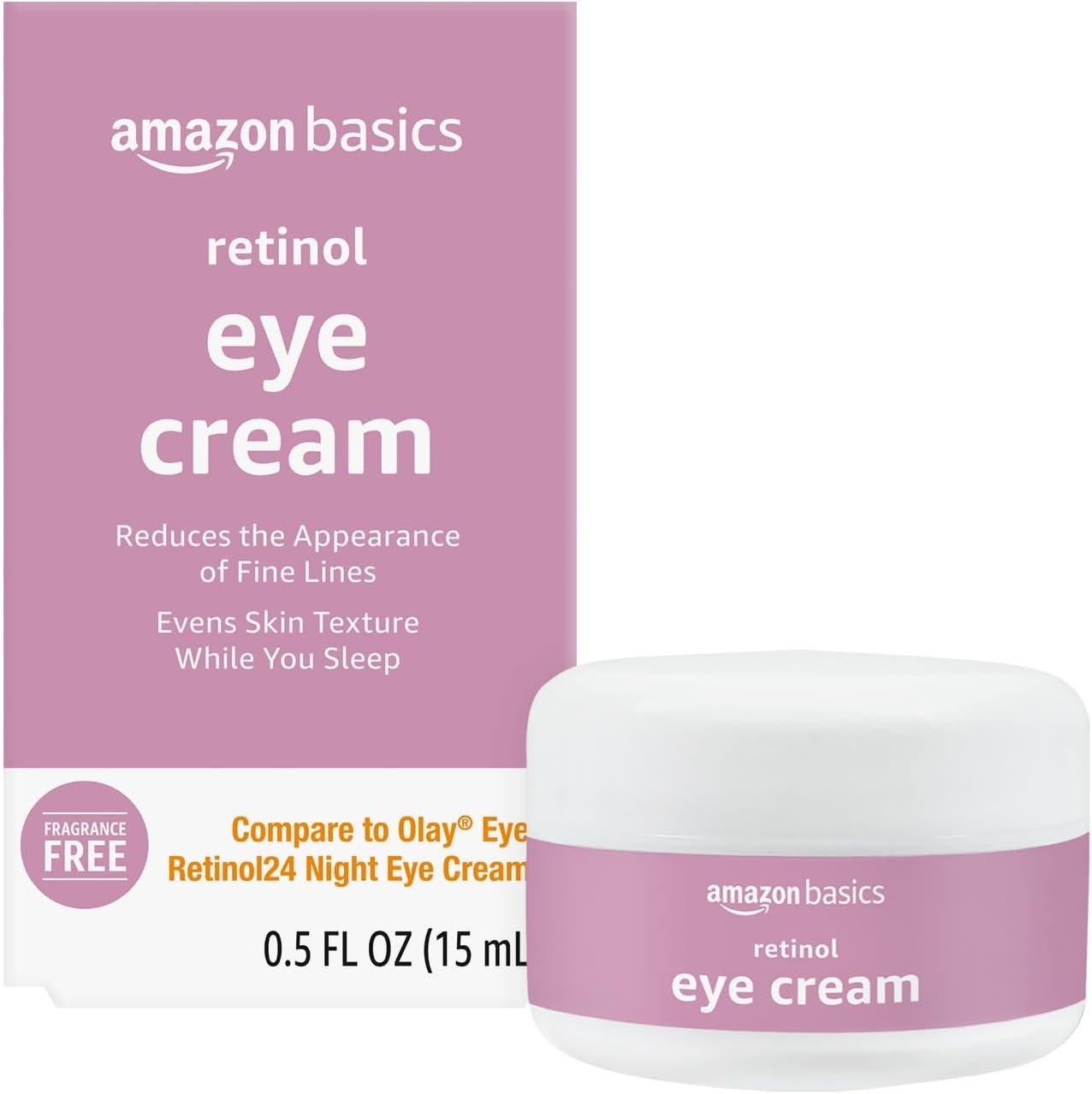 Amazon Basics Retinol Under Eye Cream, Fragrance Free, Reduces Fine Lines, Night Treatment, 0.5 Ounces, 1-Pack