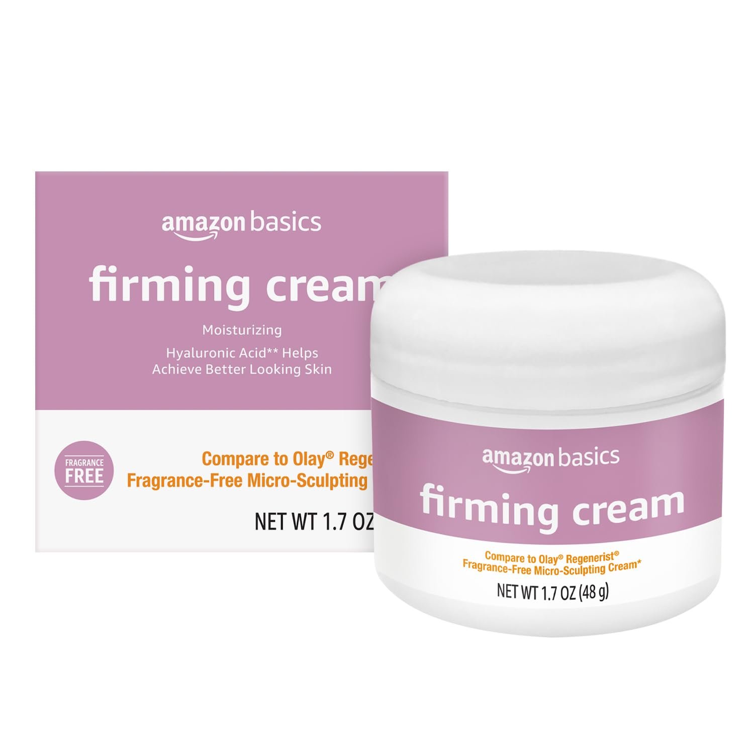 Amazon Basics Firming Cream with Hyaluronic Acid, Fragrance Free, 1.7 Ounces, 1-Pack