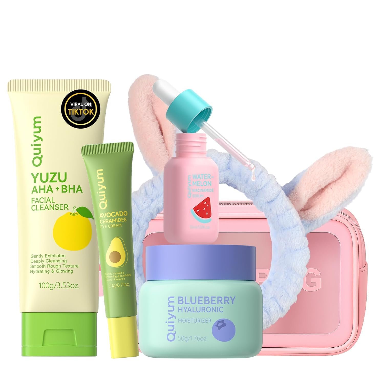 Fruit Skin Care Set, Birthday Christmas Beauty Gift, Skincare Kit | Cleanser, Serum, Eye Cream, Face Cream for Women Teens Girls, Gentle, Full Sizes 4PCS, Stocking Stuffers