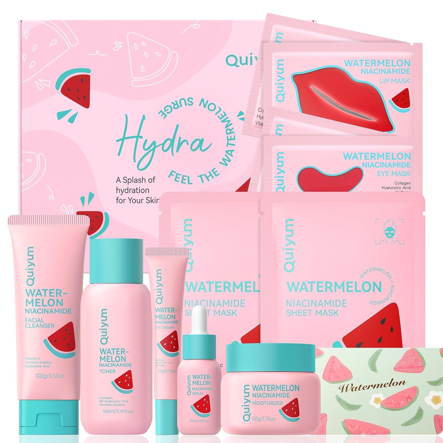 Watermelon & Niacinamide Skincare Set for Women Teens Girls, 11PCS | Beauty for Women, Hydration, Moisturizing, Oil Control, Glow Up, Teen Girl Gifts Trendy Stuff, Spa-Like at Home