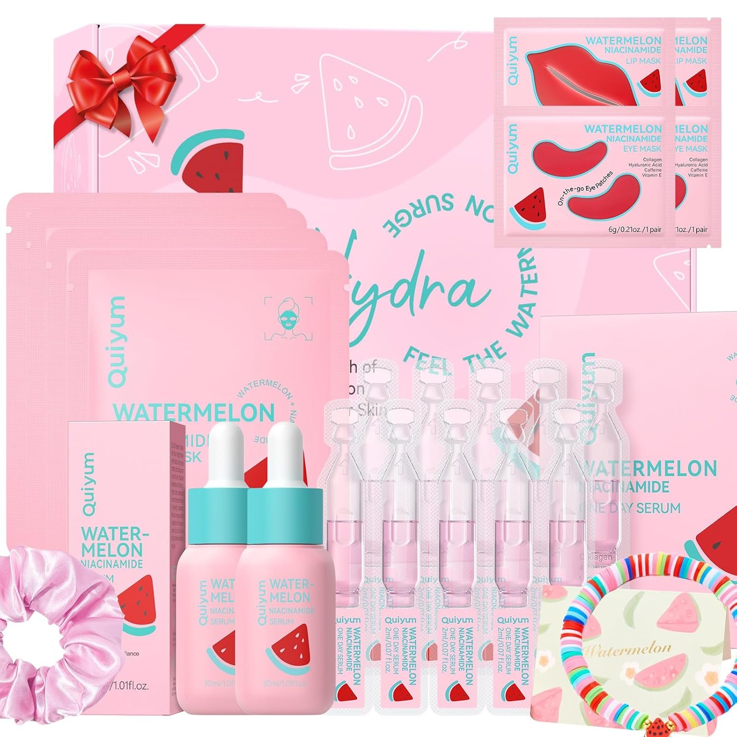 QUIYUM Watermelon & Niacinamide Skincare Set for Women Teens Girls, 14PCS
