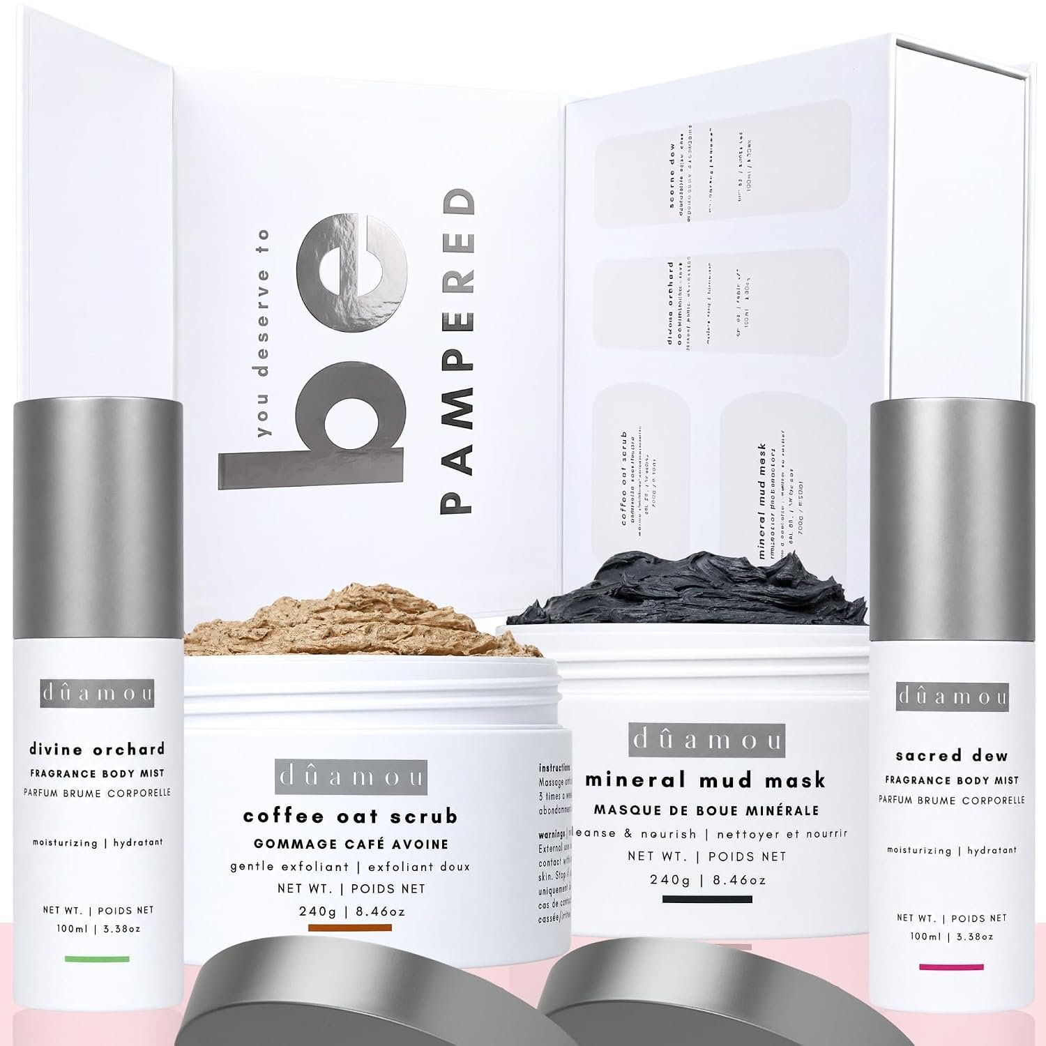 Luxury Spa Gift Set For Women – Dûamou IV01 Rejuvenating Pampering Self-care Skincare Set | Premium Gift Box with 4 Full-Size Products, Perfect Gifts for Women